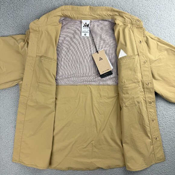Nike ACG Shirt Men Small S Beige Brown Orb Weaver Dri FIT ADV Collar Button Up 1 - Picture 6 of 12